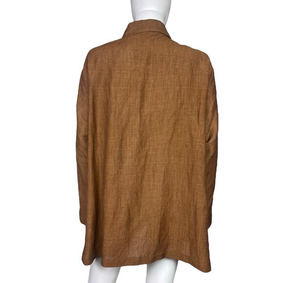 Harari Women's One Size Linen Lagenlook Tunic Artsy Boxy Button Down Shirt EUC - Picture 2 of 4